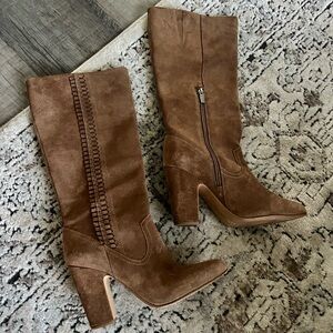 Tan Suede Knee High Boots
